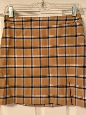 Wilfred Tan Plaid Mini Skirt
